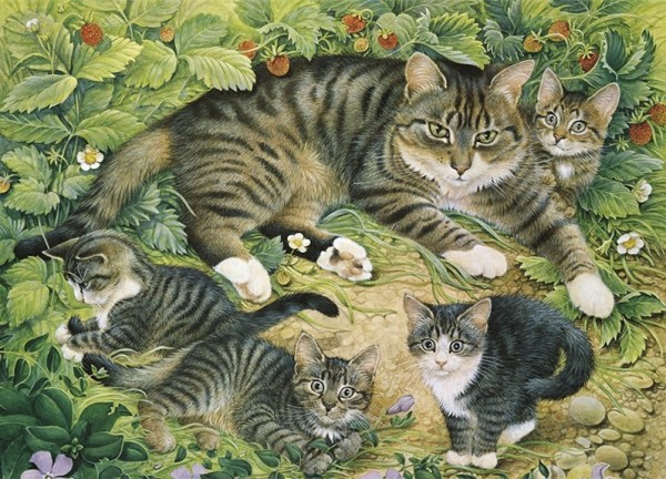 Künstler Klappkarte Gemma with her kittens