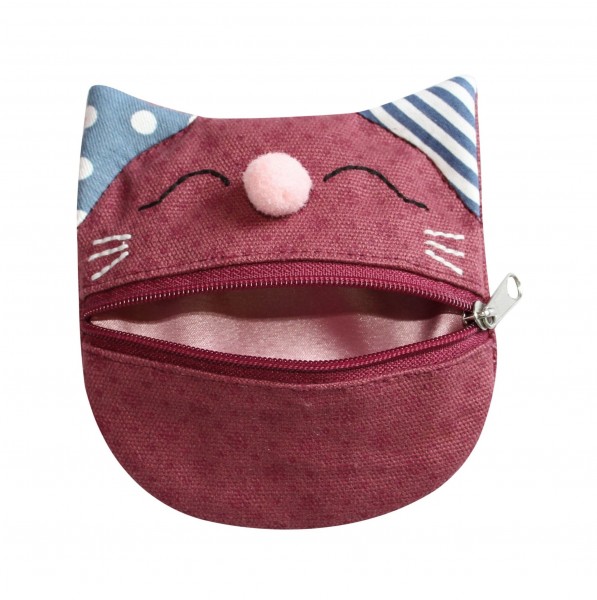 Canvas Cat Purse, red