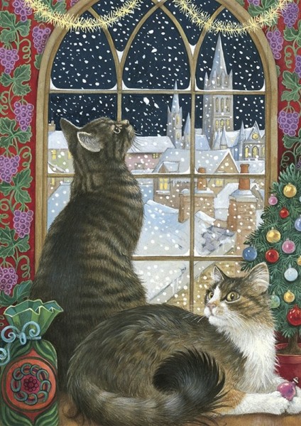 Künstler Klappkarte The Christmas window with Tam & Agneatha