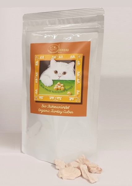 Tatzenladen Bio-Putenwürfel, 25 g Tüte DE-ÖKO-003