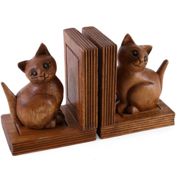 Cat Bookends Wood