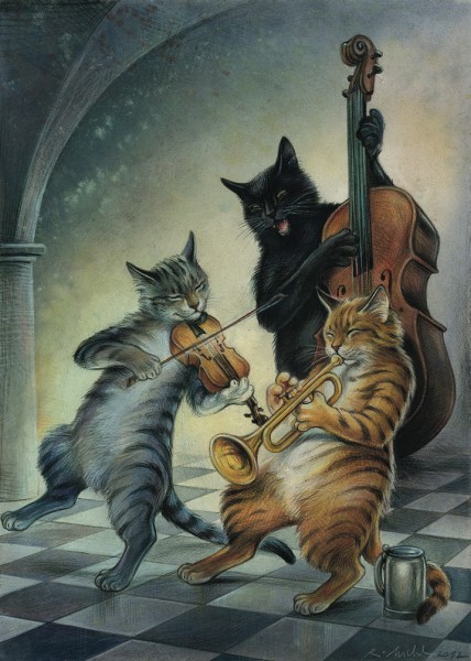 Postkarte Musikkatzen