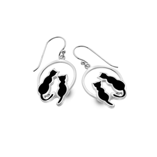 Pair of Silver/Enamel Earrings Mondkatzen