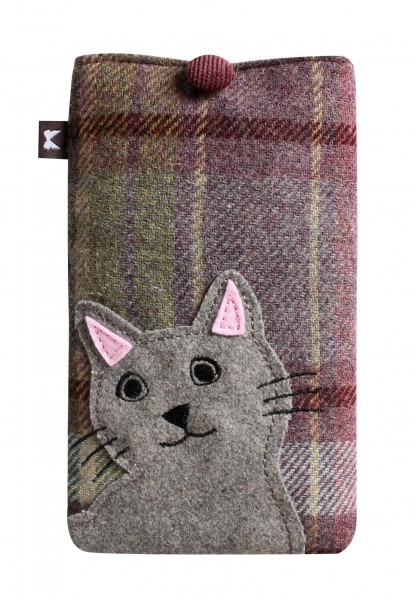 Tweed Cat Brillenetui Fair Trade, grau