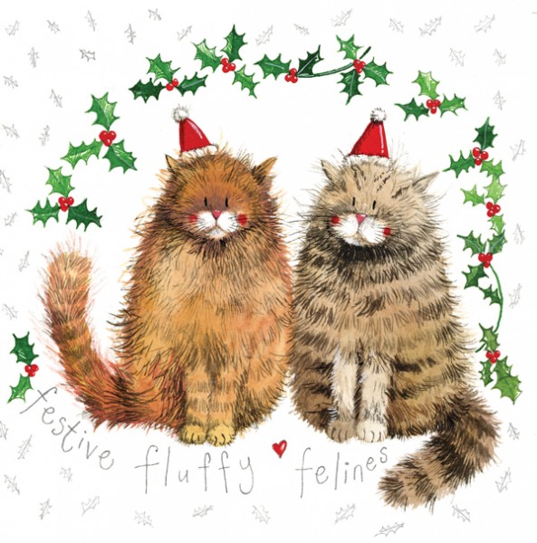 Weihnachtskarte Fluffy Felines